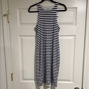 J. Crew Navy and White Striped Tank Midi Dress